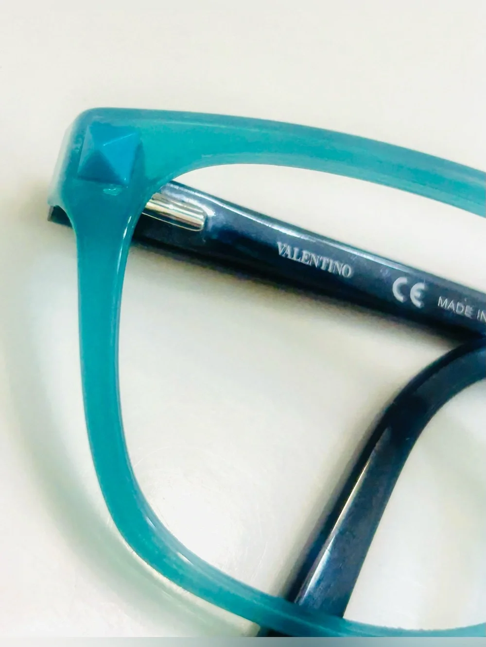 Valentino w/ studs two-Pair Eyeglasses Frame ONLY in Teal and Black/cream